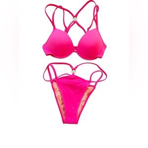 NWT Victoria’s Secret Hot Pink Bikini Set 36DD Top XL Bottom